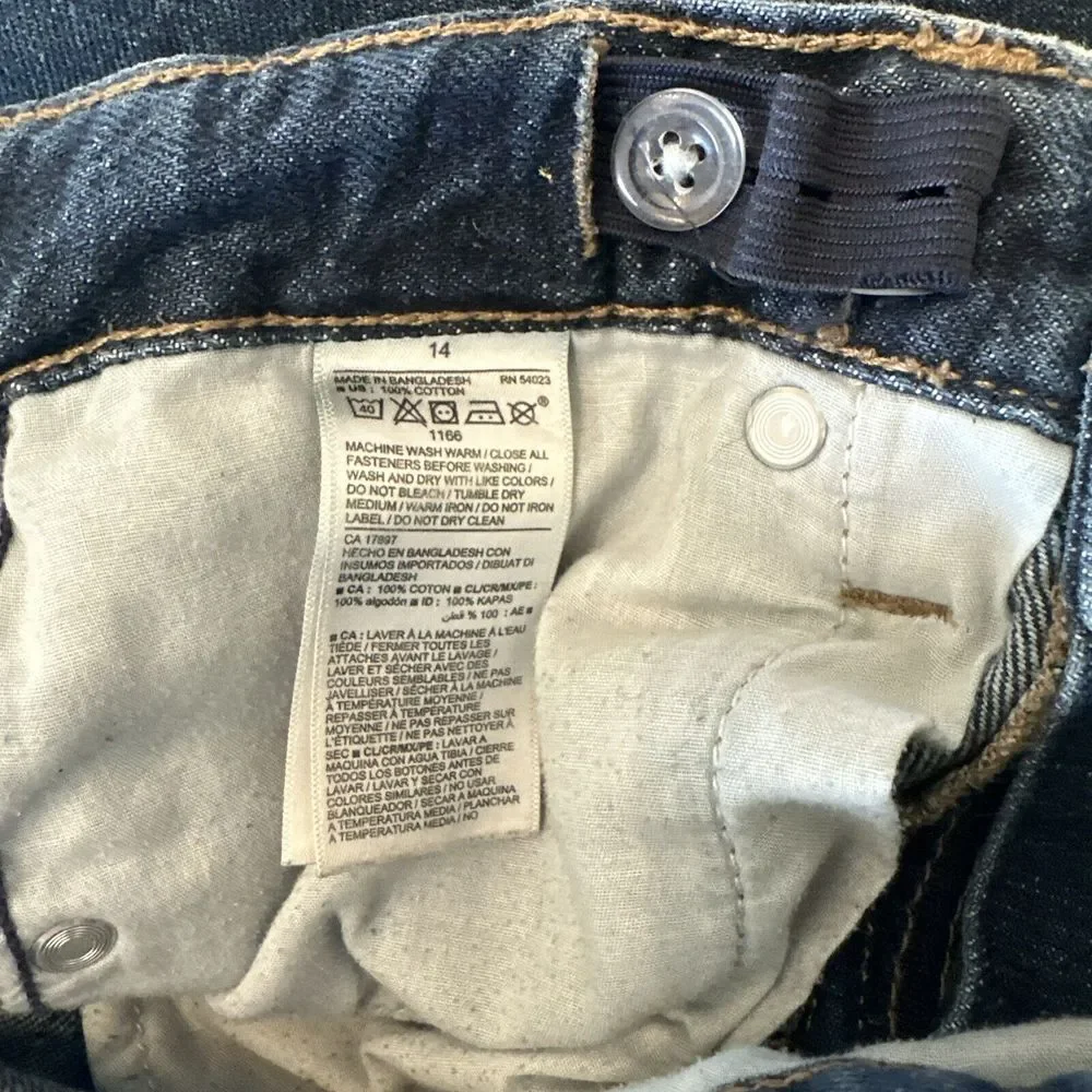 Old Navy Loose Straight Leg Jeans Boys‎ Size 14 Reg Blue Denim Adjustable Waist